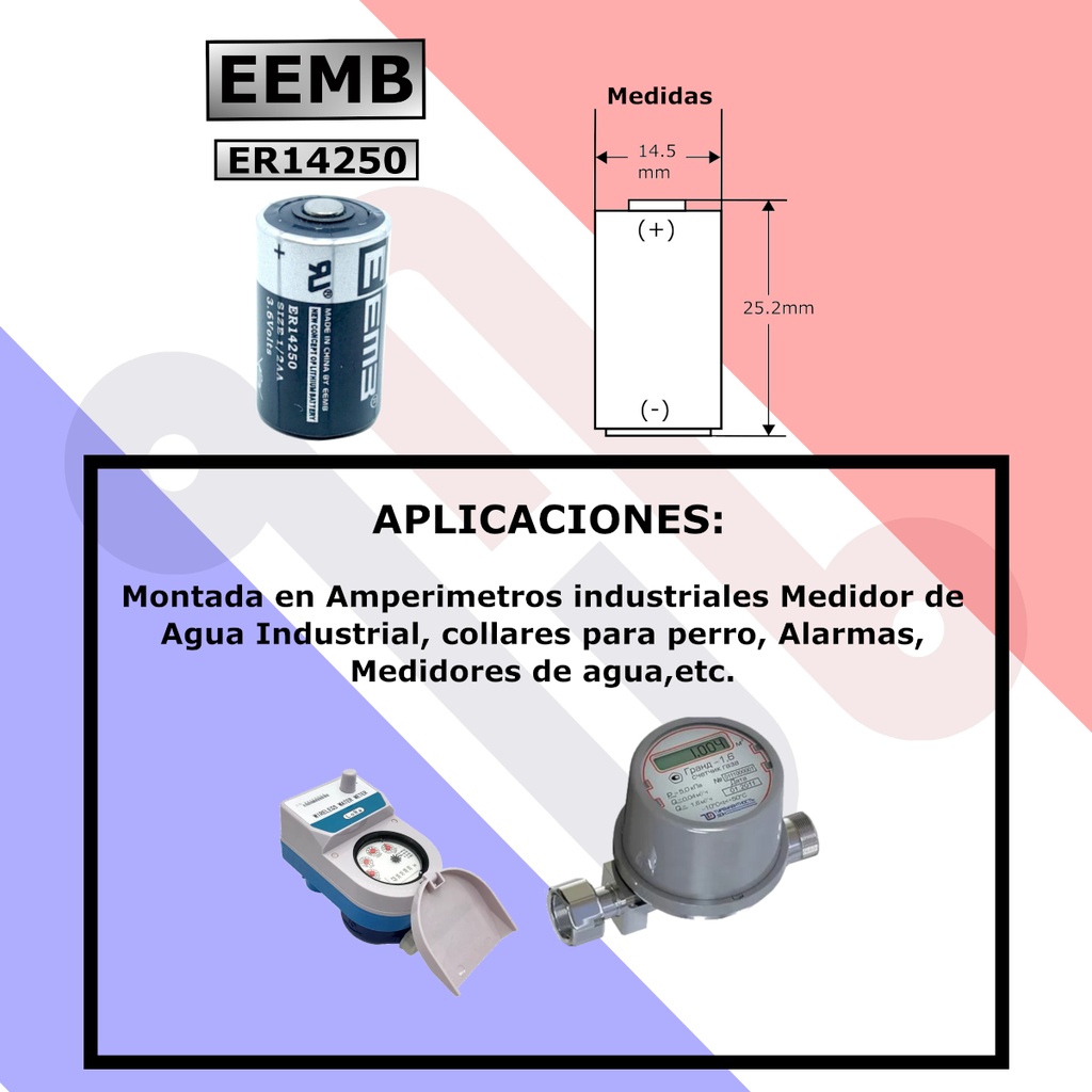 Pila Batería EEMB 14250 ER14250 1/2AA 3.6v 1200mAh.