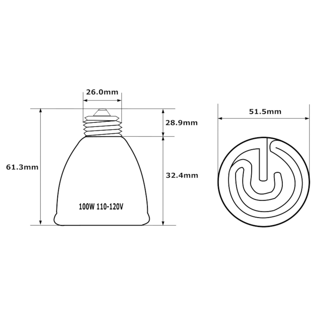 Bombilla de emisor de calor cerámica infrarroja 100w