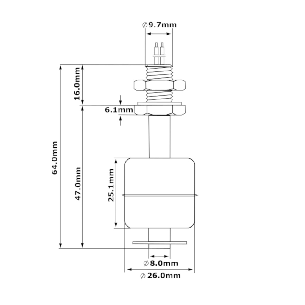 Sensor Flotador SF4.7CMAI Switch Metalico 4.1cm Controlador De Nivel Del Agua Acero Inoxidable