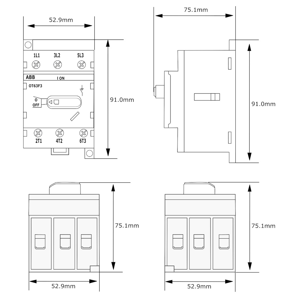 Switch Interruptor Seleccionador ABB OT63F3 1SCA105332R1001 63A