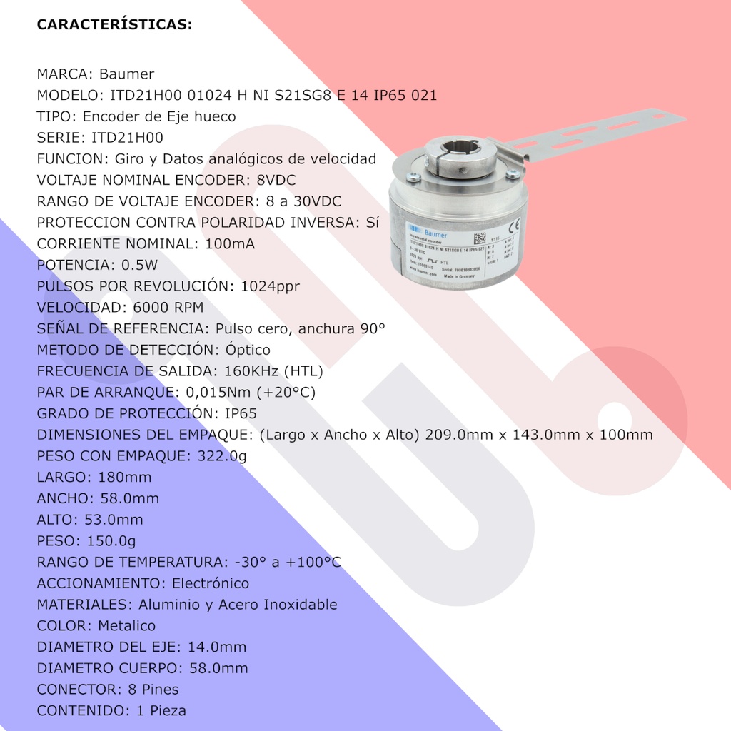 Encoder Incremental Baumer ITD21H00 01024 H NI S21SG8 E 14 IP65 021