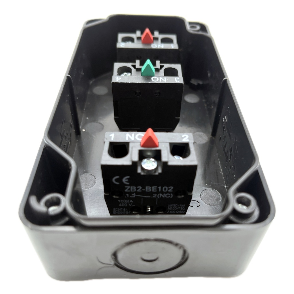 Botonera Industrial BX03-22M 3 Botones Pulsadores y Paro de Emergencia 400VAC 10A Arranque Paro Emergencia