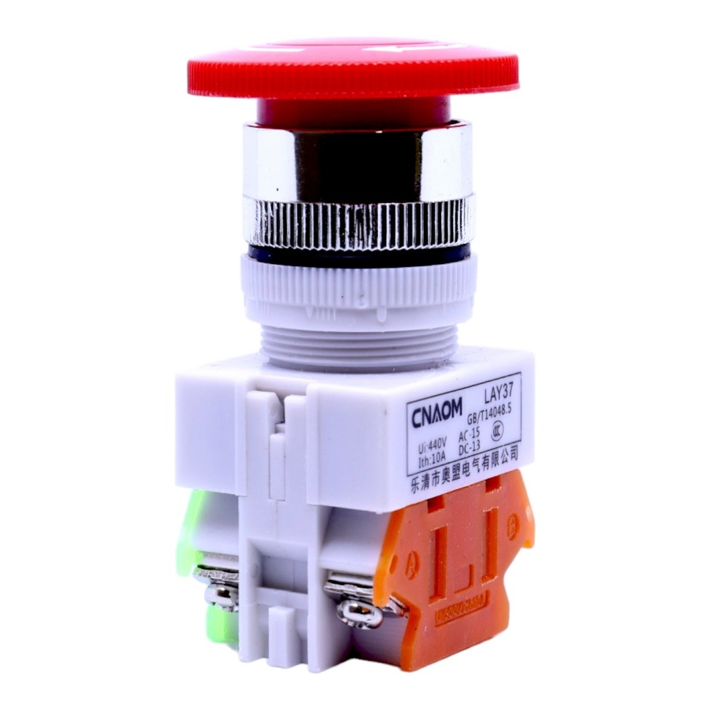 Botón Paro De Emergencia Rotatorio 440V 10A Lay37 NA-NC