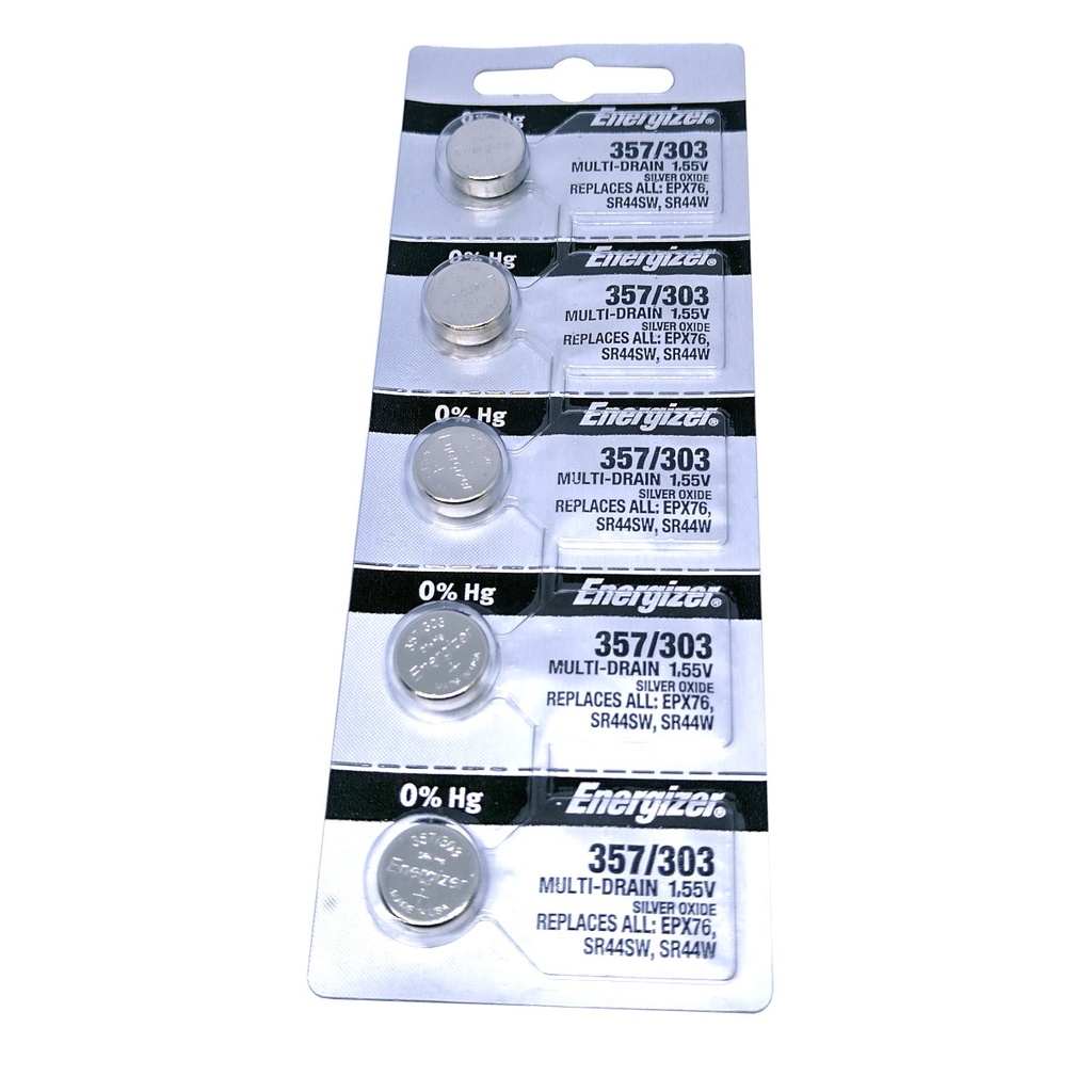 5X Pila Batería Energizer SR44W 357/303 1.55V 165mAh Tipo Botón.