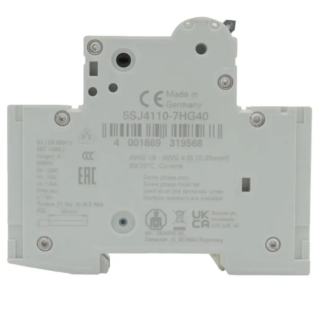 Interruptor Automático Miniatura Siemens 5SJ4110-7HG40 240VAC / 60V DC