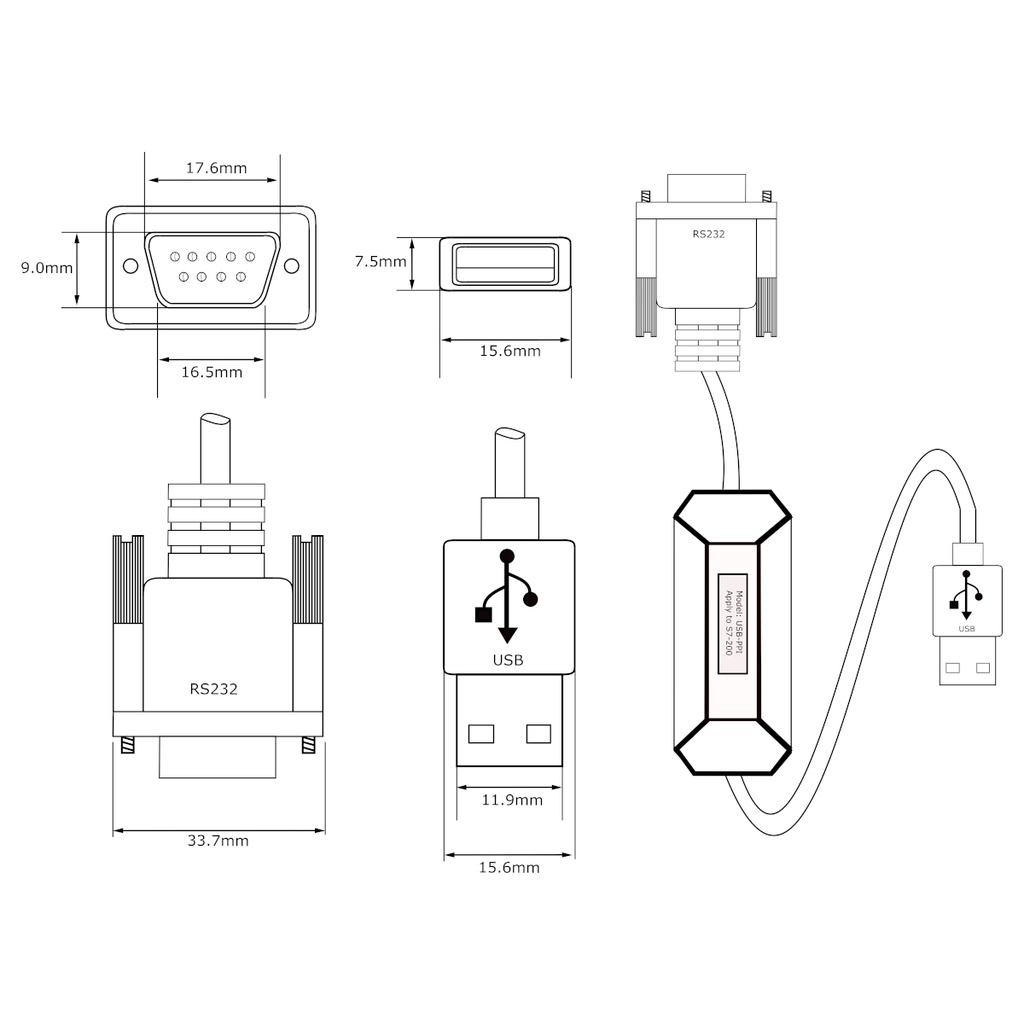 Cable de Programación USB-PPI AMSAMOTION Negro de 2.5mPara Siemens S7-200