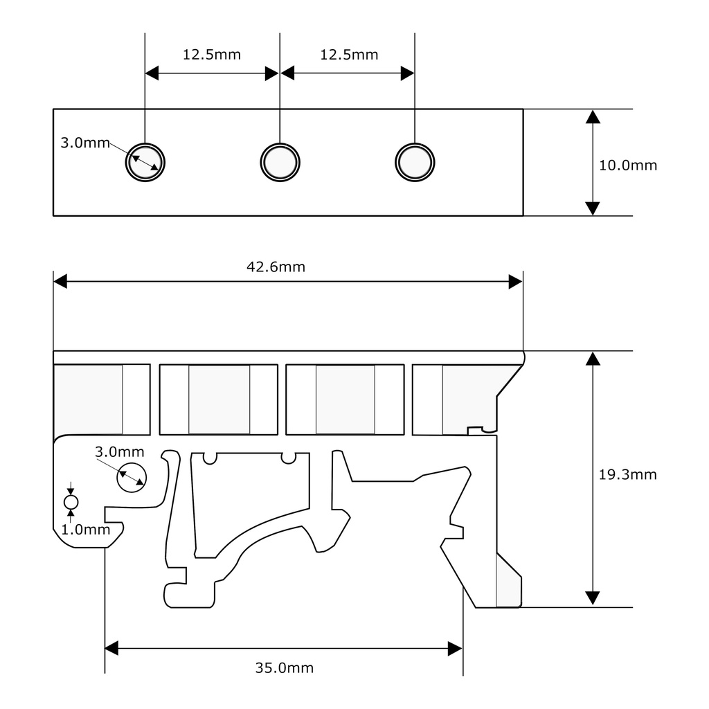 Arnes Clema Riel Din para Arduino Modelo DRG-01 Soporte de Nylon Para PCB 2 pzas