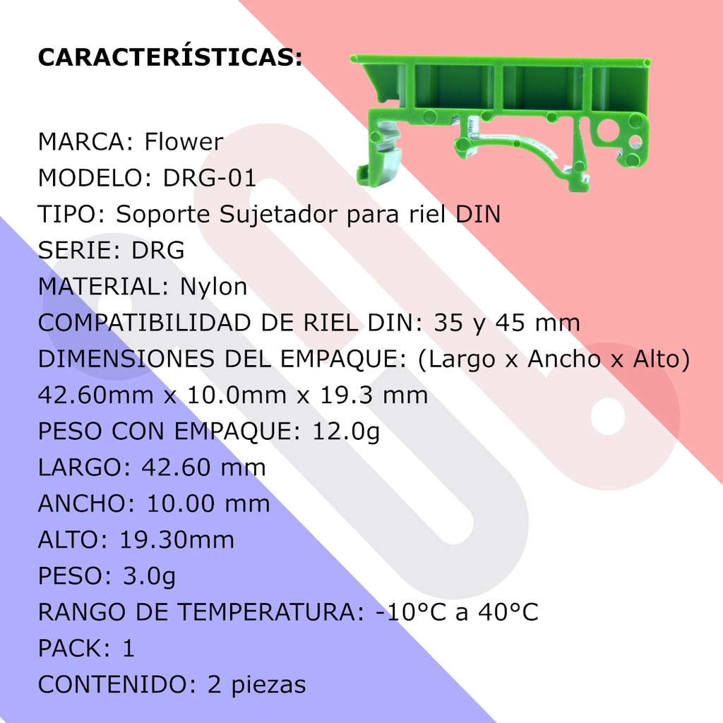Arnes Clema Riel Din para Arduino Modelo DRG-01 Soporte de Nylon Para PCB 2 pzas