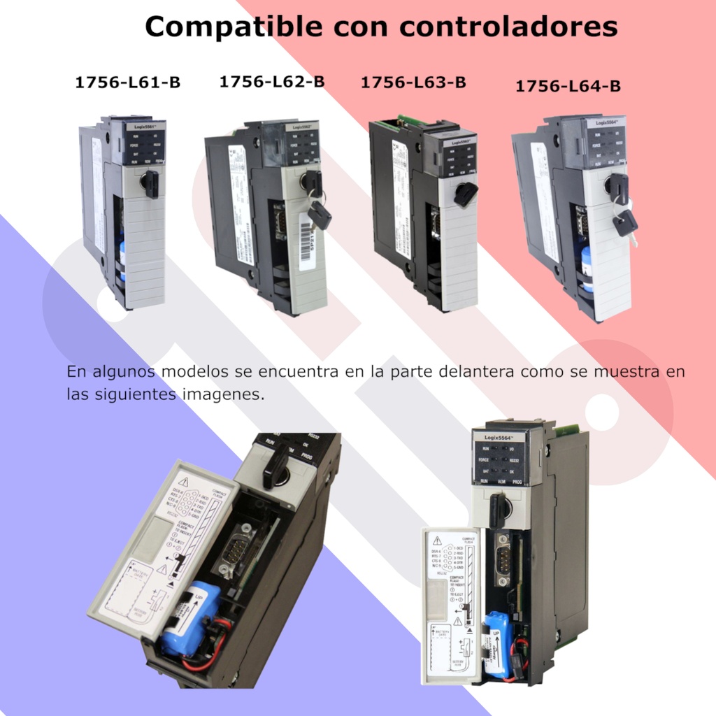 Pila Batería Allen Bradley Bulletin 1756-BA2 3V 1200mAh Conector Negro.