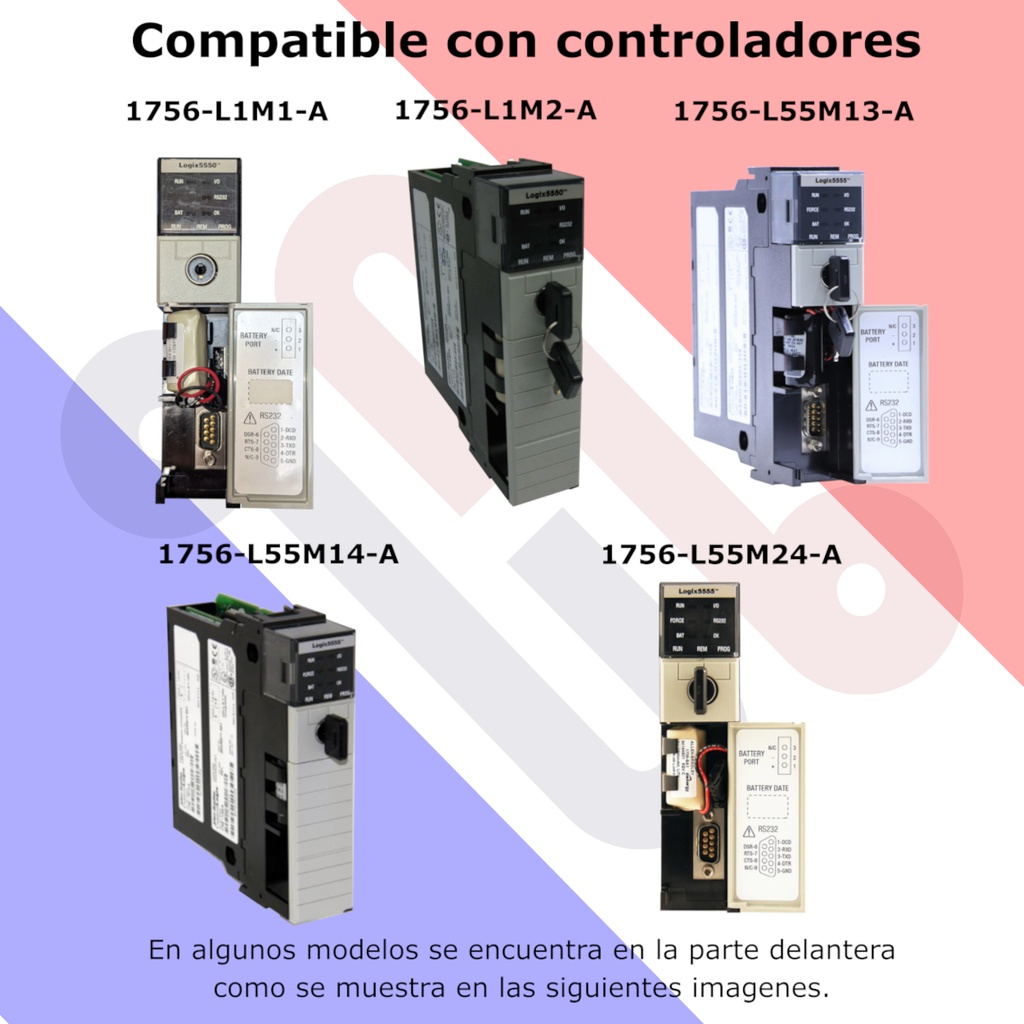 Pila Batería Allen Bradley Bulletin Mod: 1756-BA1 3V 1200mAh Conector Negro W