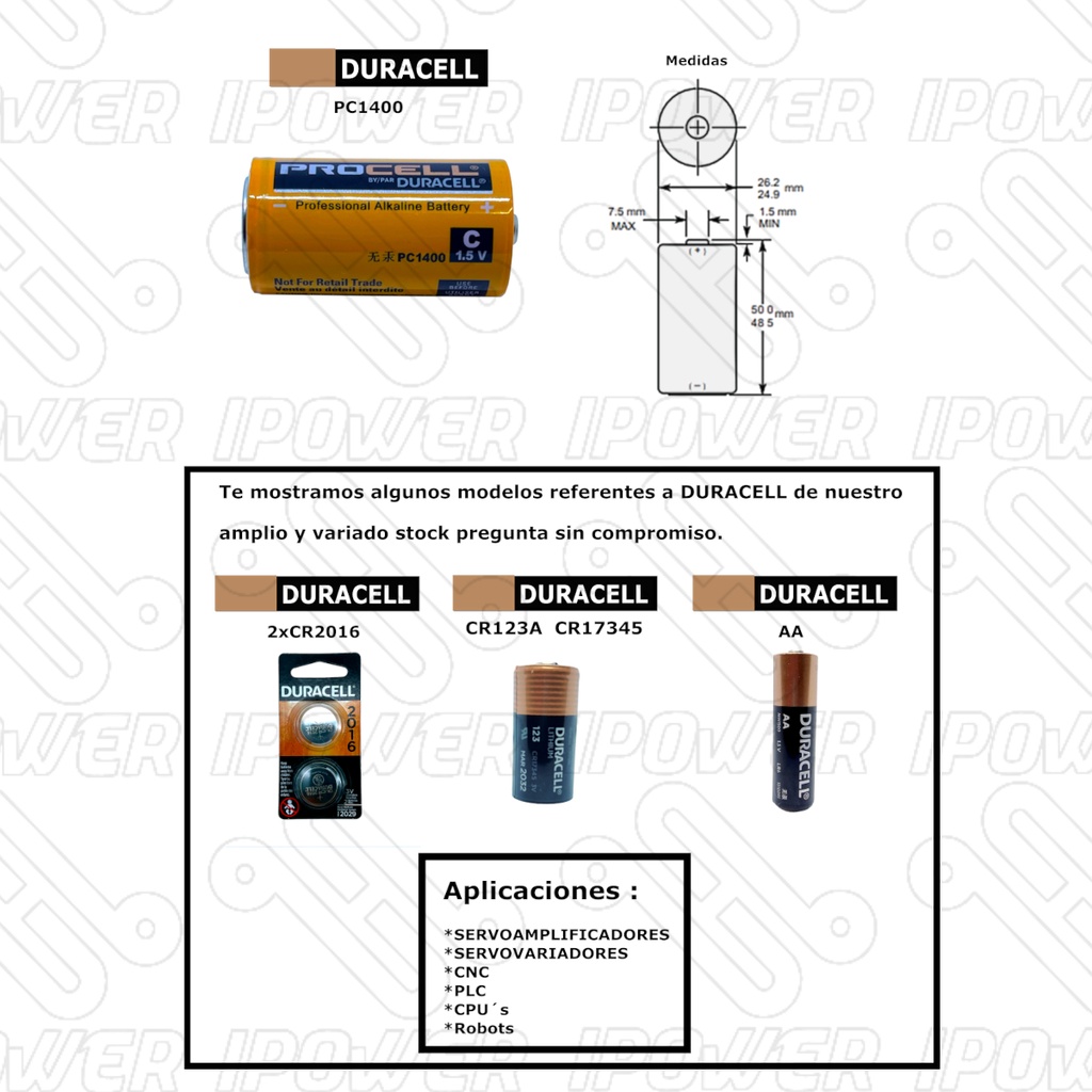 Pila Batería Procell Duracell  Tipo C Pc1400 1.5V  Profesional