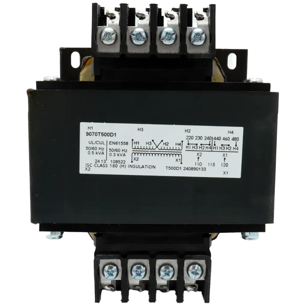 Transformador de Control Industrial 9070T500D1 Tipo T 1 Fase 500VA 240V x 480V Primario 120V Secundario 50Hz / 60 Hz