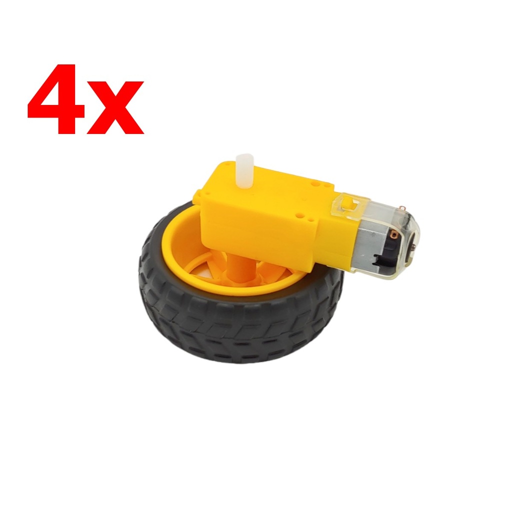 4x Motorreductor Recto 1:48 + 4x Llanta De Plástico Robótica Arduino PIC