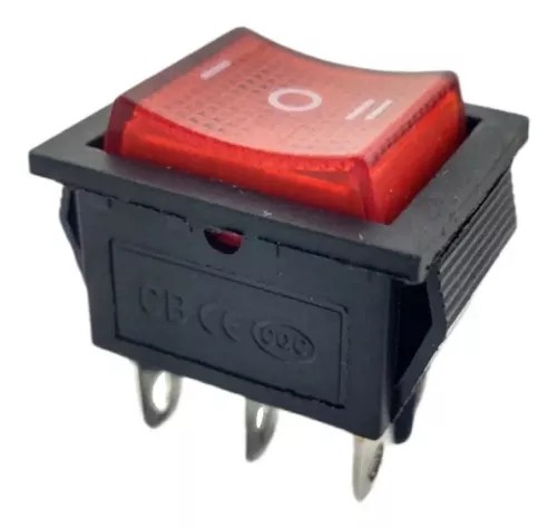 Switch Interruptor Balancín Con Piloto 6 Patas 2P 2T 20A 125V Rocker ON-OFF-ON