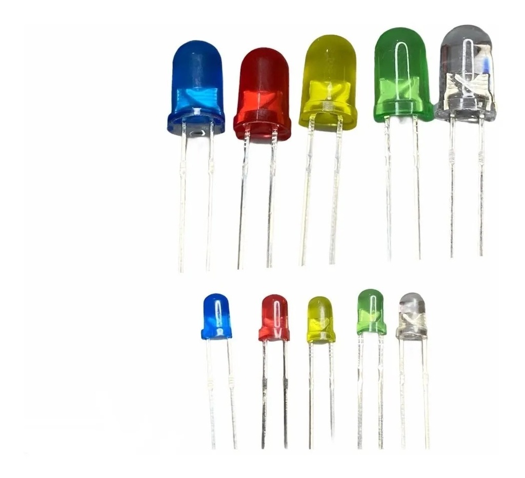 Kit LED 5mm 3mm 100 Unidades 5 Colores Diferentes