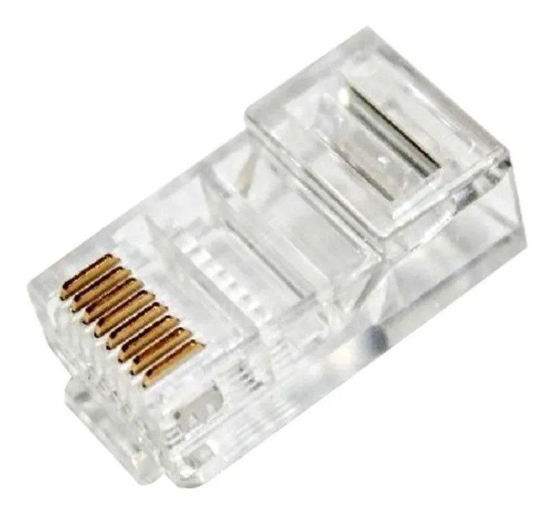 Conector Plug Modular 8 Contactos RJ45 Cable Red UTP Cat 5e Para Crimpar Cable