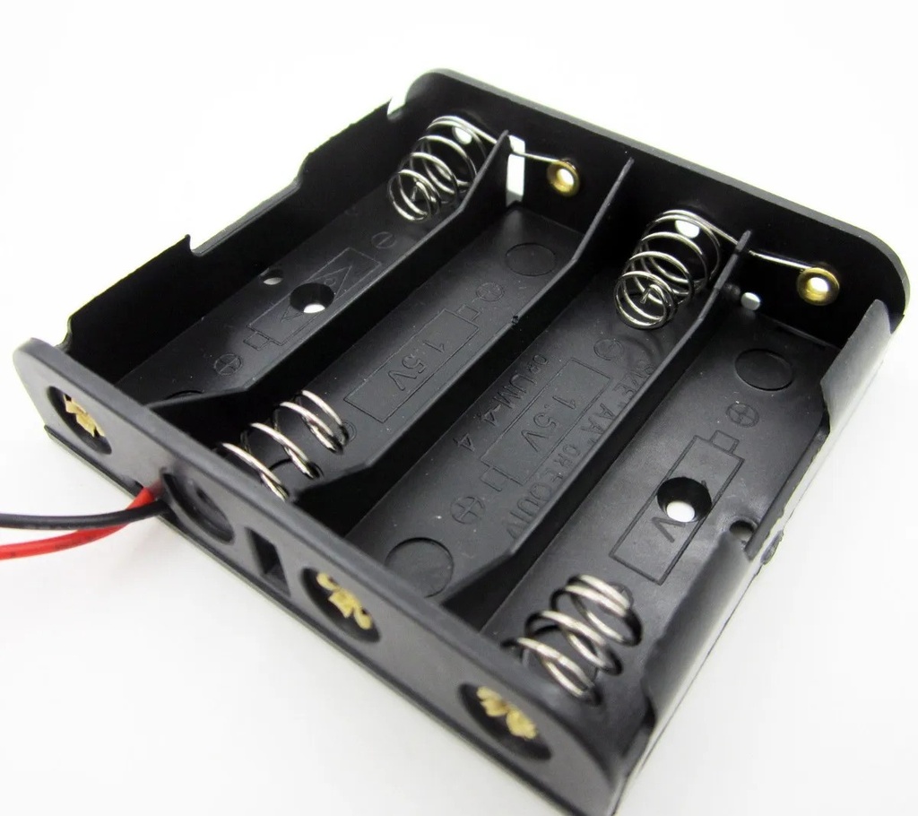 Portapila Soporte Sujetador Rígido 4 Baterías AA Sin Plug