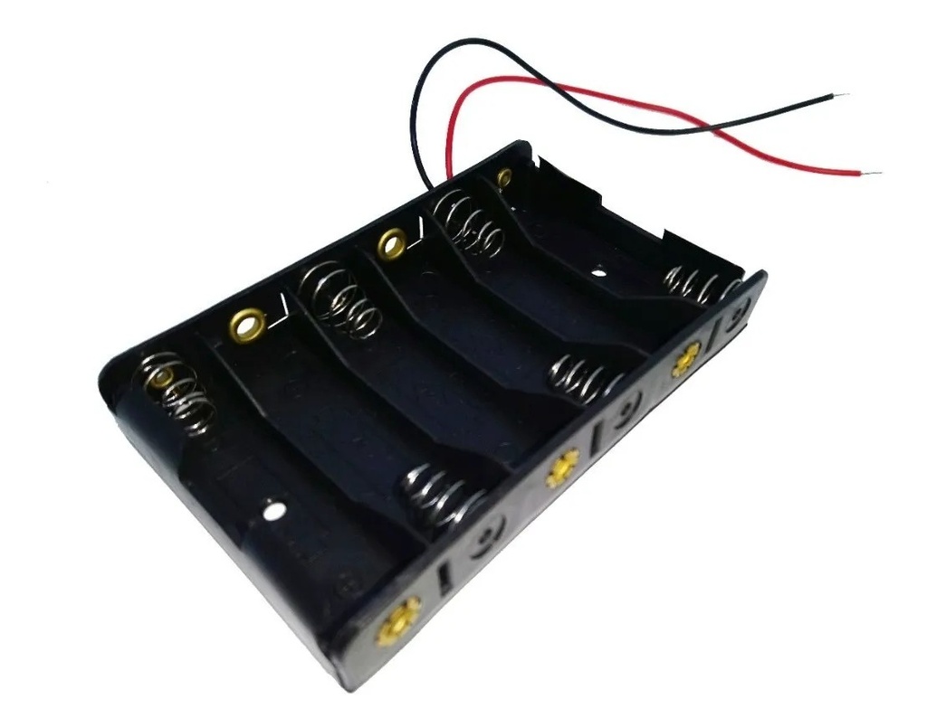 Portapila Soporte Sujetador Rígido 6 Baterías AA Sin Plug