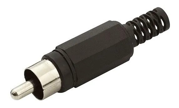 Conector Plug RCA Macho De Plástico Negro Con Resorte