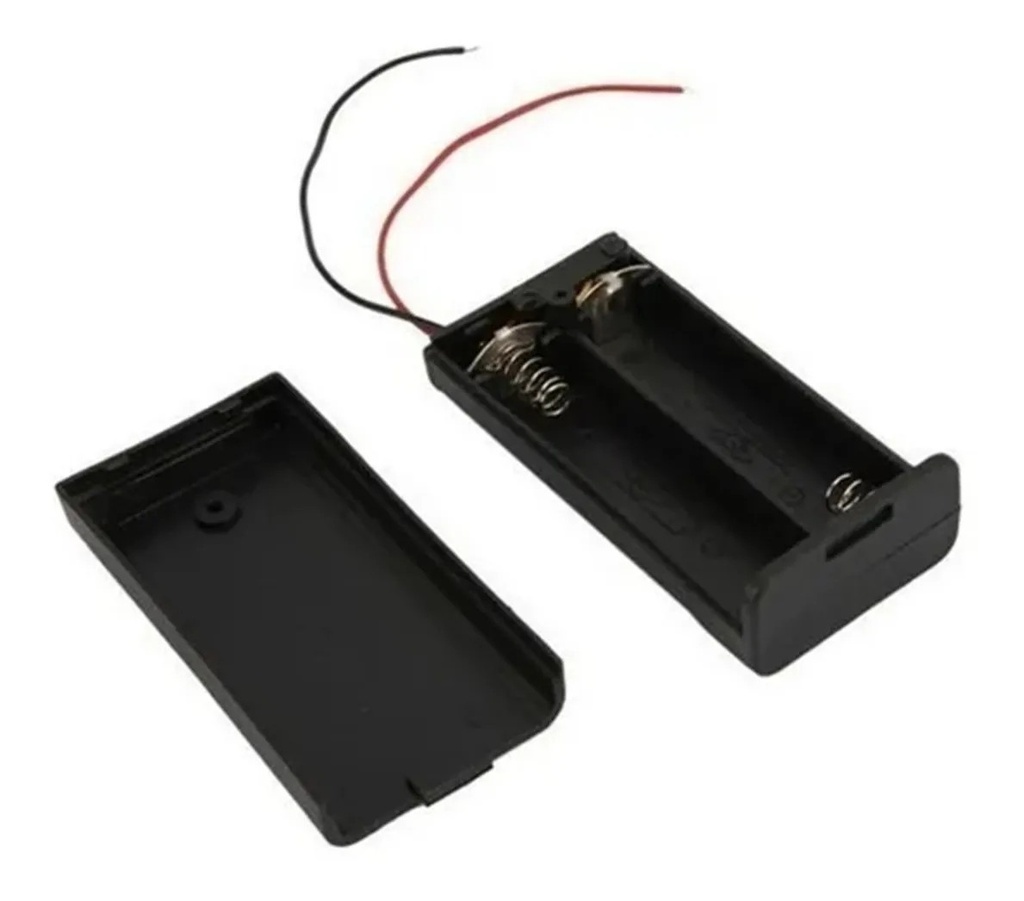 Portapila Soporte Sujetador Rígido 2 Baterías AA Con Interruptor Y Tapa Sin Plug