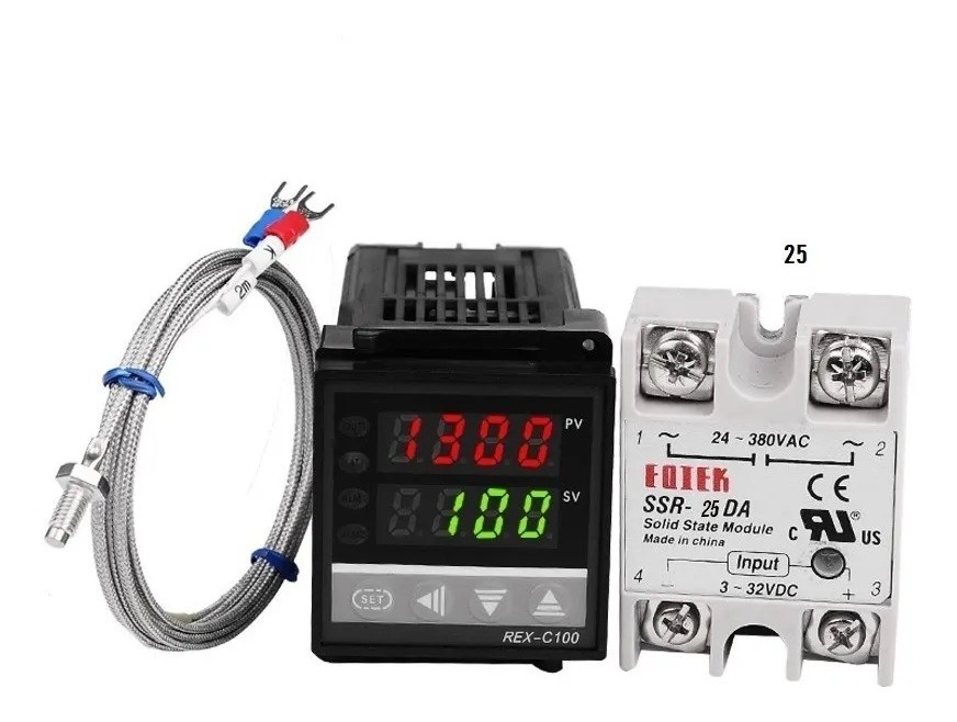 Kit Pirómetro Digital Rex-c100 Control De Temperatura SSR25A