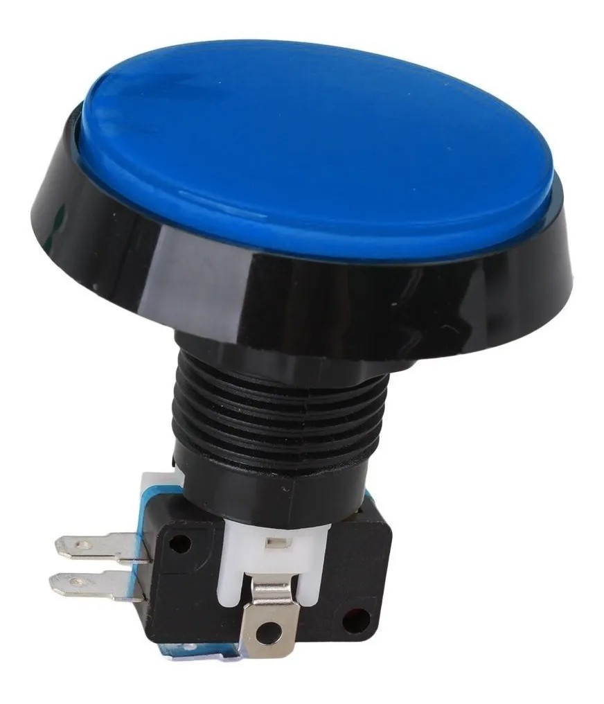 Pulsador Interruptor Redondo Grande Azul Con Piloto Arcade Juego