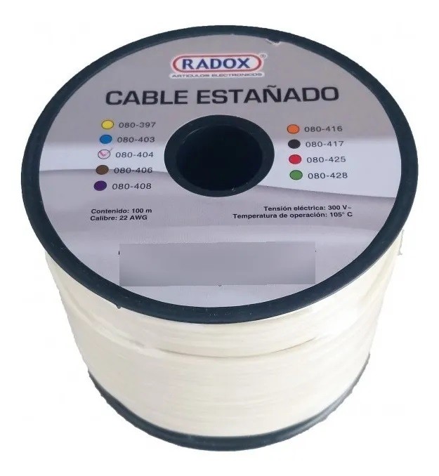 Rollo De Cable Estañado Calibre 22 Blanco100 m