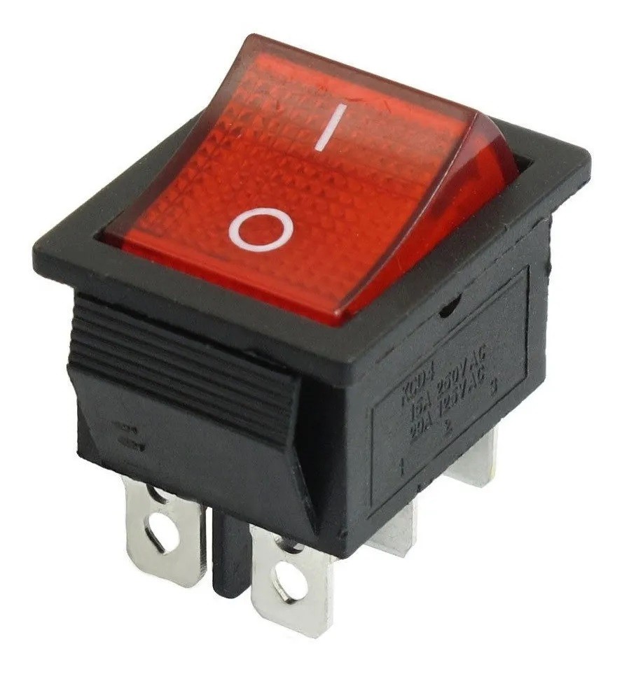 Switch Interruptor Balancín Con Piloto ON-OFF 6 Patas 2P 2T 20A 125V Rocker