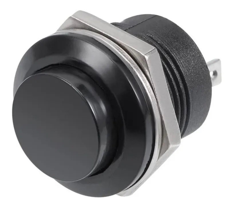 Botón Pulsador Push Button On 2 Pines Na Mediano NEGRO Plastico
