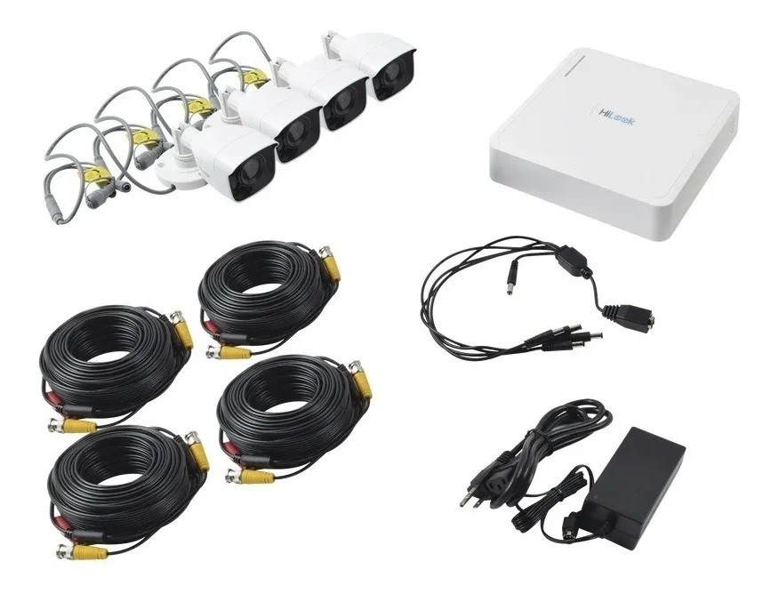 Kit TurboHD 720p DVR 4 Canales 4 Cámaras Balas 1 Fuente