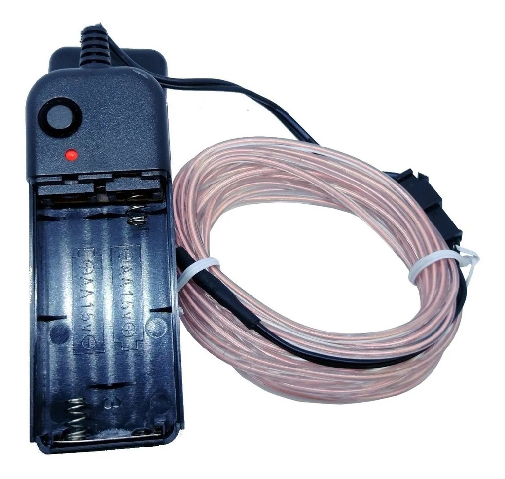 Cable Tira Hilo 3m Luminoso Luz Neon Azul Hielo Con Portapila DJ Tron LED