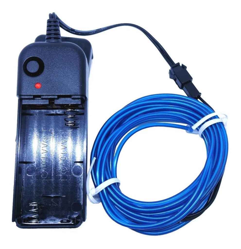 Cable Tira Hilo 3m Luminoso Luz Neon Azul Con Portapila DJ Tron LED