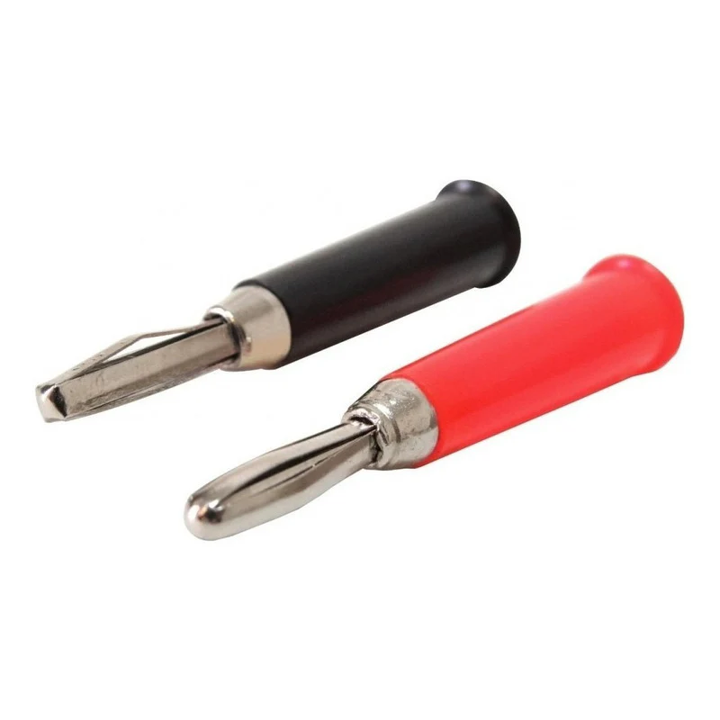 Par De Plug Tipo Banana Con Conector Niquelado Rojo Y Negro