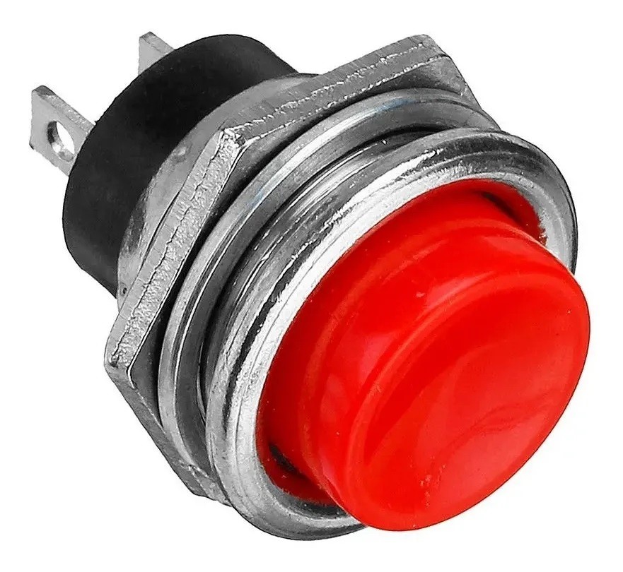 100 Botones Pulsadores Push Button On Rojo 2 pines NA Mediano