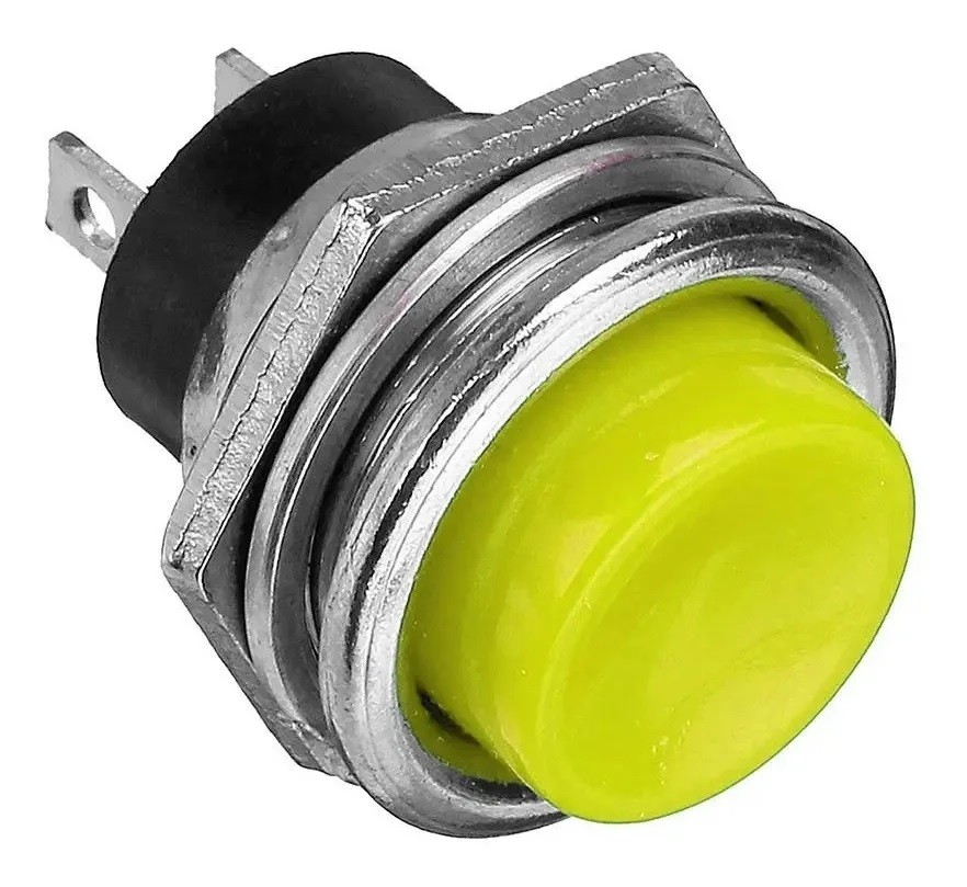 100 Botones Pulsadores Push Button On Amarillo 2 pines NA Mediano