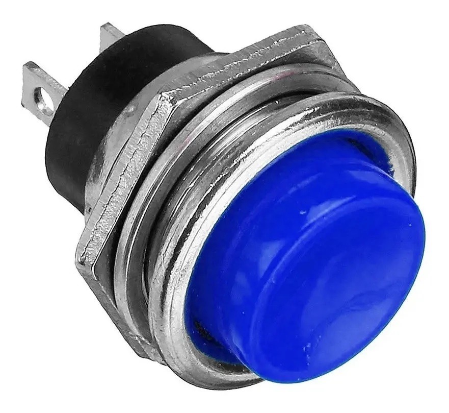100 Botones Pulsadores Push Button On AZUL 2 Pines NA Mediano