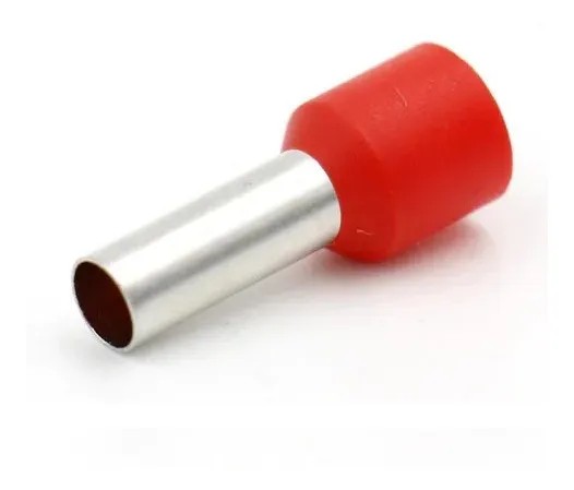 Terminales Ferrules Cal 18 AWG Cilíndricas Eléctricas Aisladas Cable E1008 Rojo