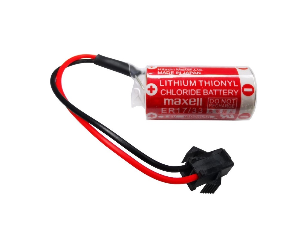 Pila Batería Maxell ER17/33 3.6V 1600mAh 1/2AA Conector Negro Arpón Lithium Thionyl