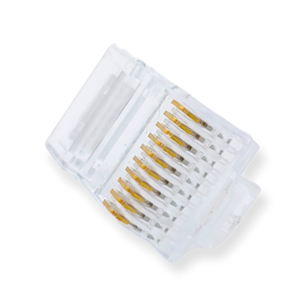Conector Plug Modular 10 Contactos RJ45 RJ50 Cable Red UTP Cat 5e Para Crimpar Cable