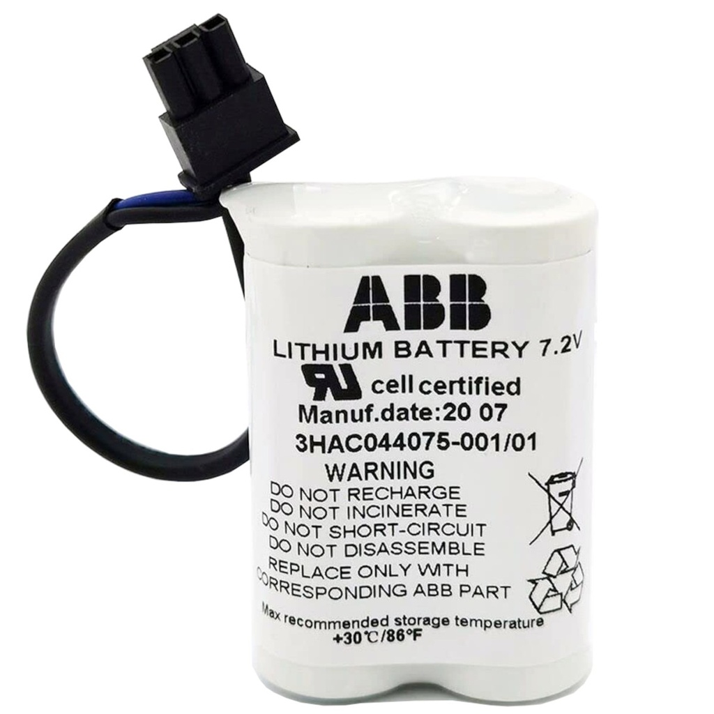 Pila Batería Saft Litio 3HAC044075-001 7.2v 3.6Ah Conector Negro.