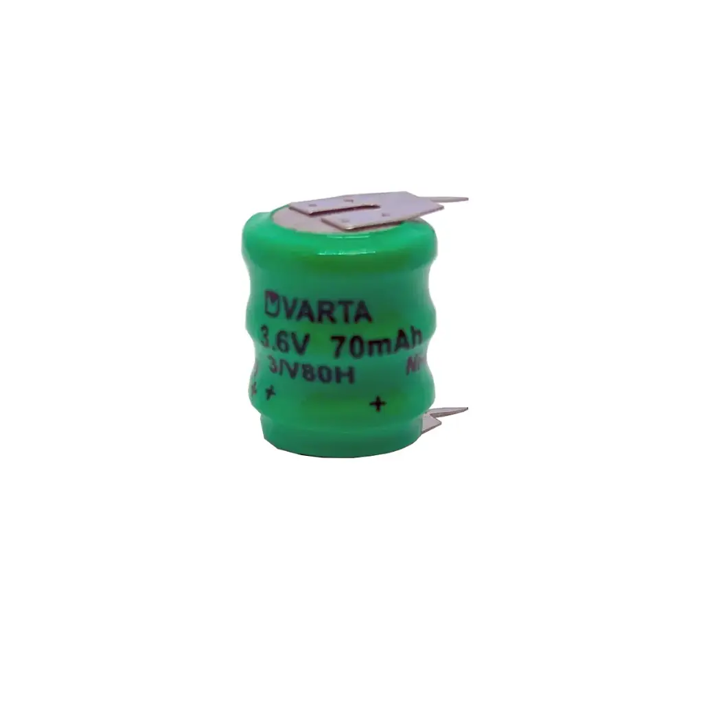 Pila Batería Varta 3/V80H 3.6V 70mAh Con Pines Recargable PLC