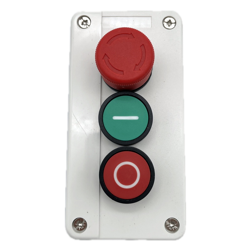 Botonera Industrial BX03-22M 3 Botones Pulsadores y Paro de Emergencia 400VAC 10A Arranque Paro Emergencia