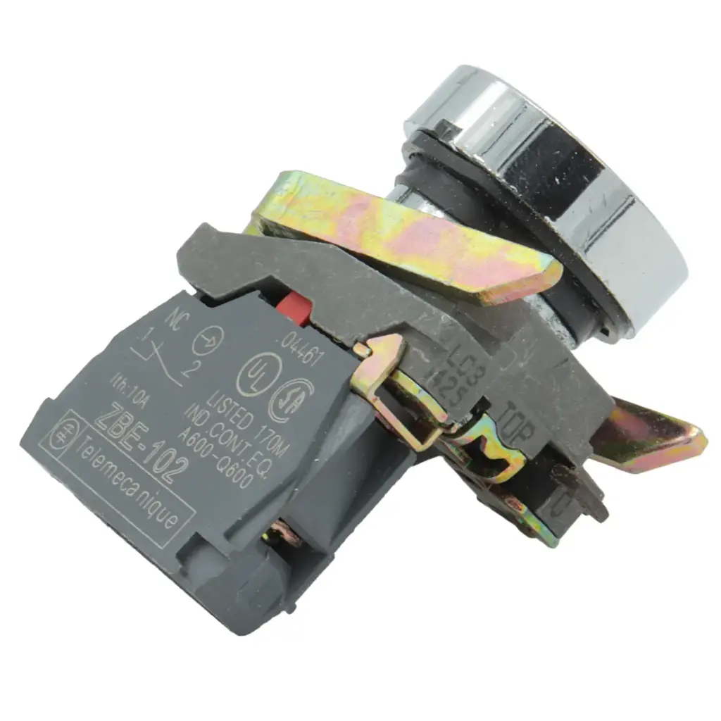 Interruptor Botón Push Button Telemecanique XB4BA42 ZBE-102 Ø22 NC Rojo Retorno Resorte Nivelado