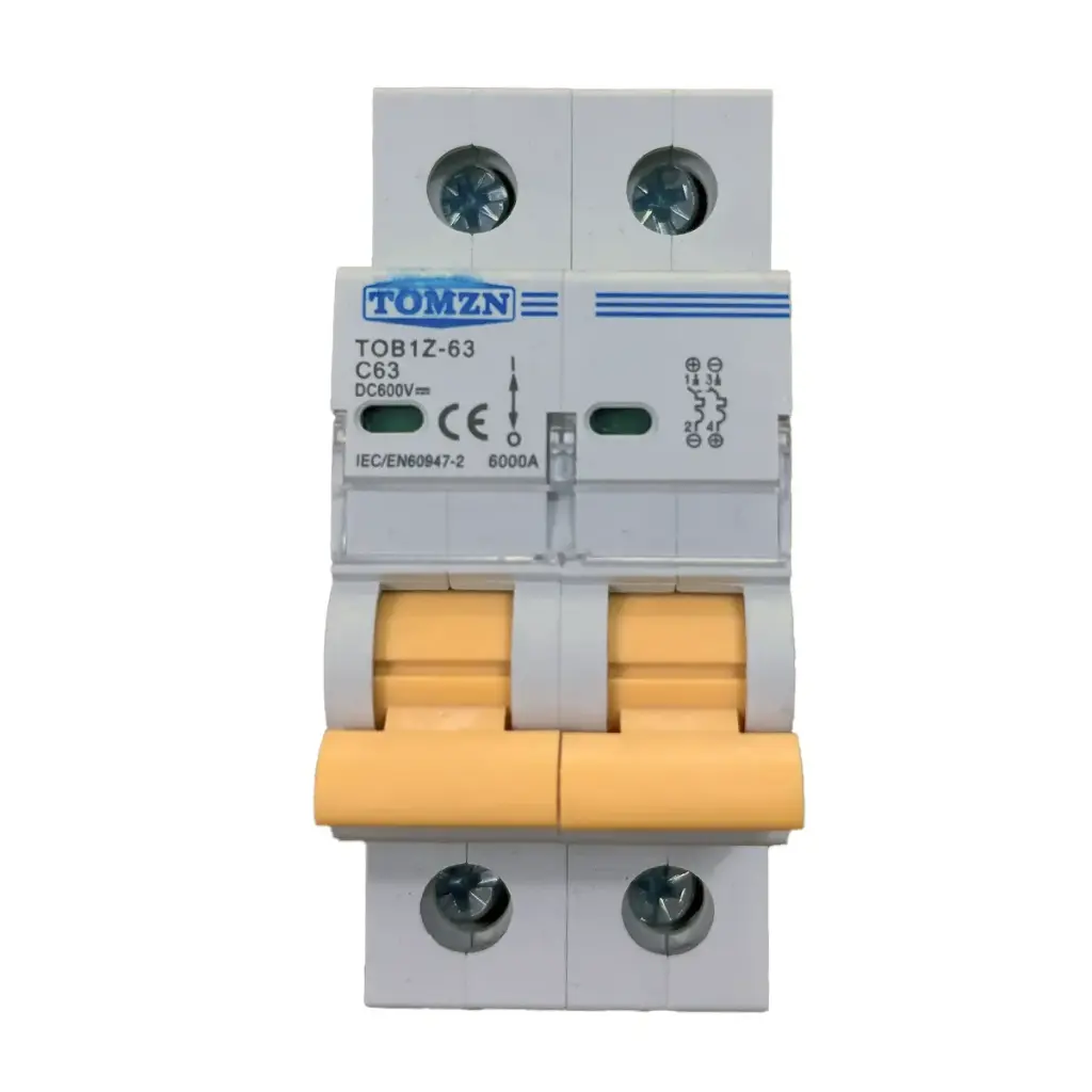 Interruptor Termomagnético TOMZN TOB1Z-63 C63 600V DC 63A Solar Fotovoltaico