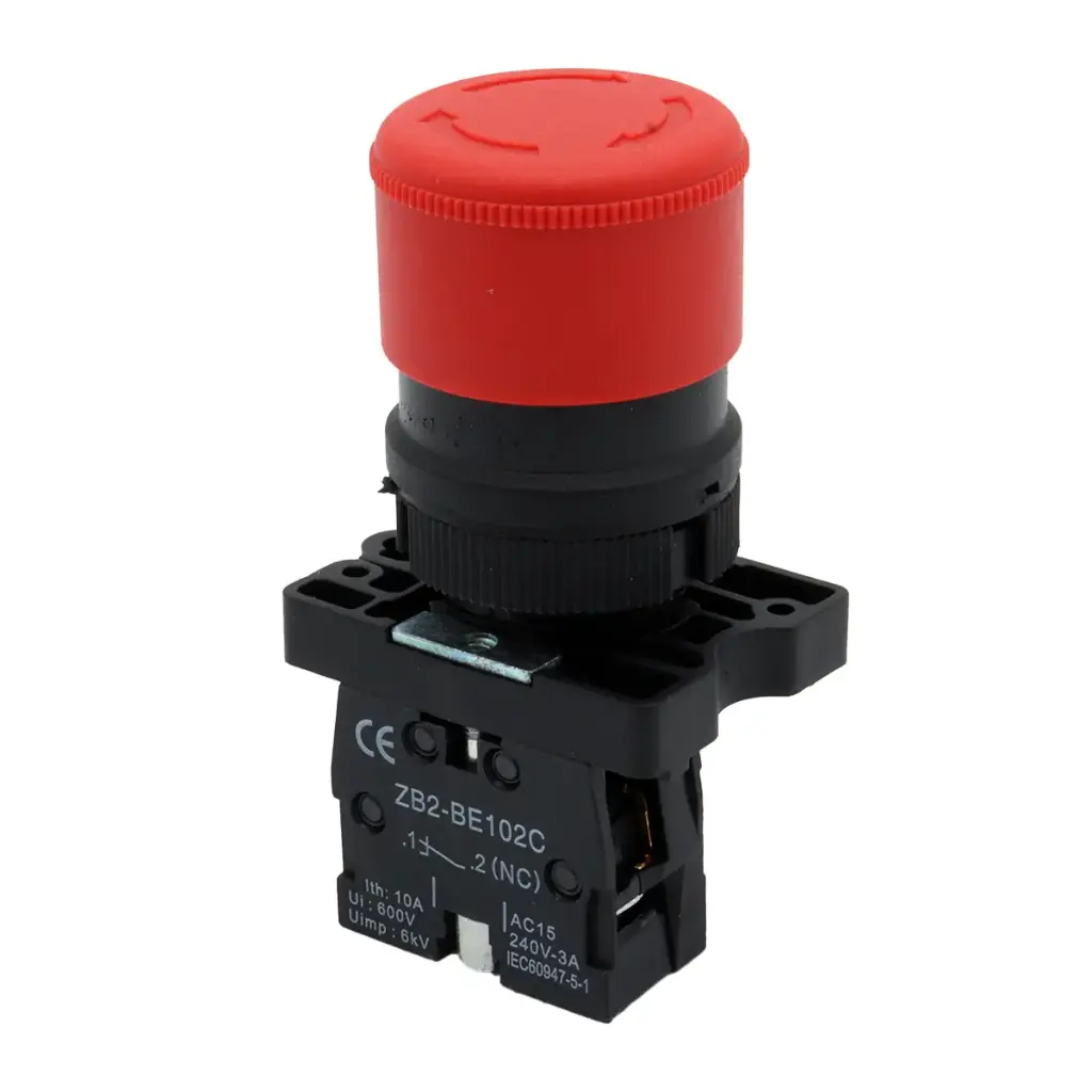 Interruptor Botón Push Button Paro de Emergencia Industrial XB2-ES442 22mm Rojo