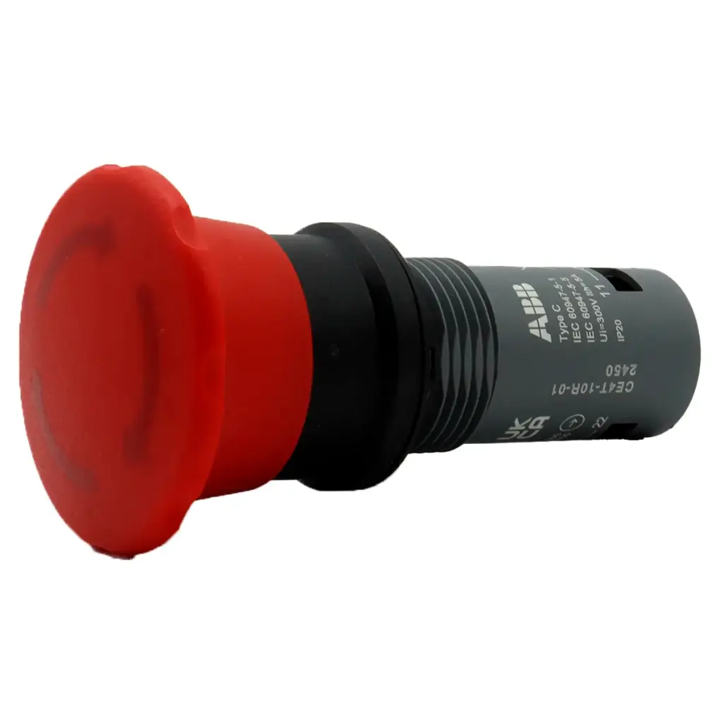 Botón Push Button ABB 1SFA619550R1041 CE4T-10R-01 Paro De Emergencia Compacto Giratorio Rojo 300V 5A 40mm