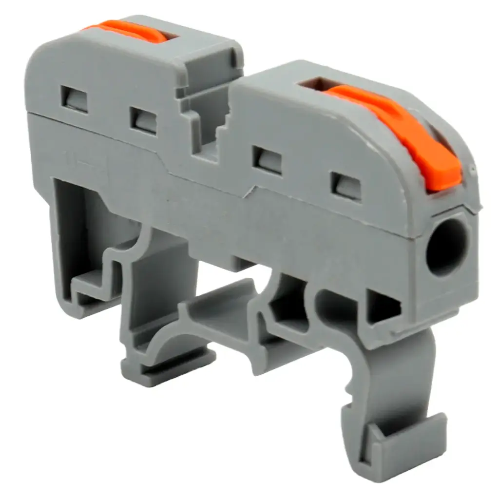 Soporte Terminal Eléctrica Clema Empalme Conector PCT-211 Calibre 28 - 12 AWG Tipo Palanca Riel Din