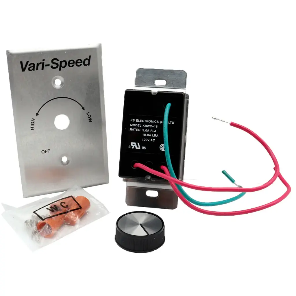 Controlador de Velocidad de Ventilador KB Electronics KBWC-15K 120V AC 5A Montaje en Pared