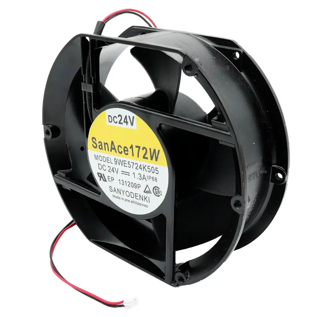 Ventilador Sanyo Denki SanAce172W 9WE5724K505 24VDC 1.3A 31.2W 175mm x 58mm x 155mm 5 Aspas 2 Cables Conector Blanco 2 Pines