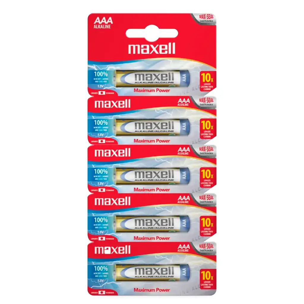 5x Pila Batería Maxell AAA LR03 1.5V Alcalina